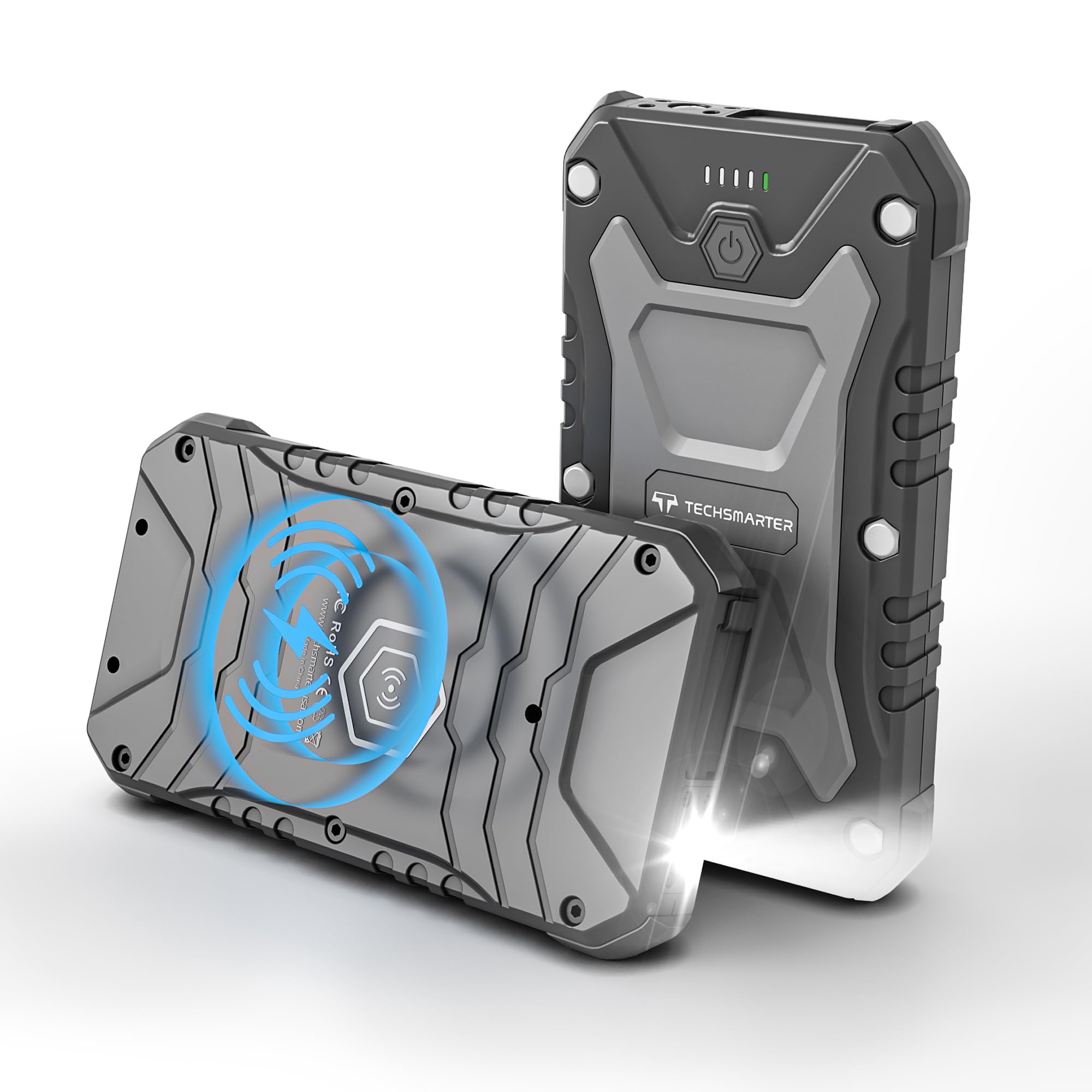 **10000mAh 18W Rugged & Waterproof Wireless Portable Charger | Fast USB-C Power Bank | Heavy Duty Battery Pack for iPhone 16, 15, iPad, Samsung Galaxy S24, S23, Android | Perfect for Camping, Hiking & Outdoor Adventures**
