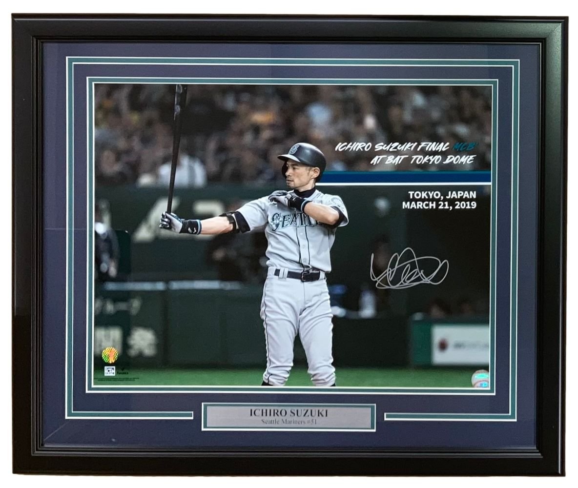 Ichiro Suzuki Autographed 16x20 Framed Photo - Seattle Mariners Final At Bat Memorabilia - Perfect for Sports Fans, Collectors & Home Office Decor