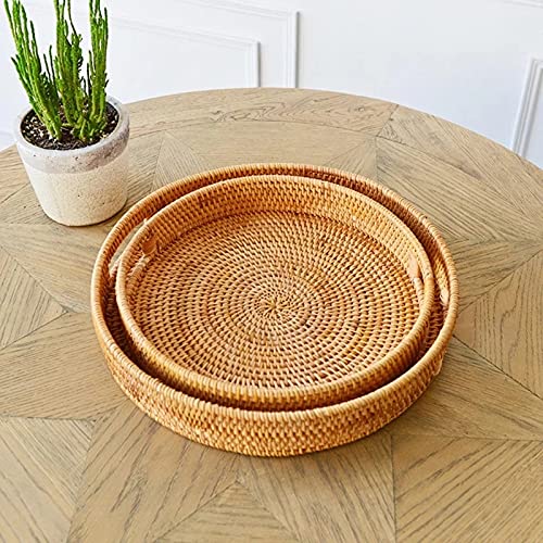 Handmade Woven Rattan Fruit Basket - Multipurpose Storage Tray for Afternoon Tea, Picnics & Kitchen Organization (30x30x5cm) - Eco-Friendly Home Decor & Party Serving Dish