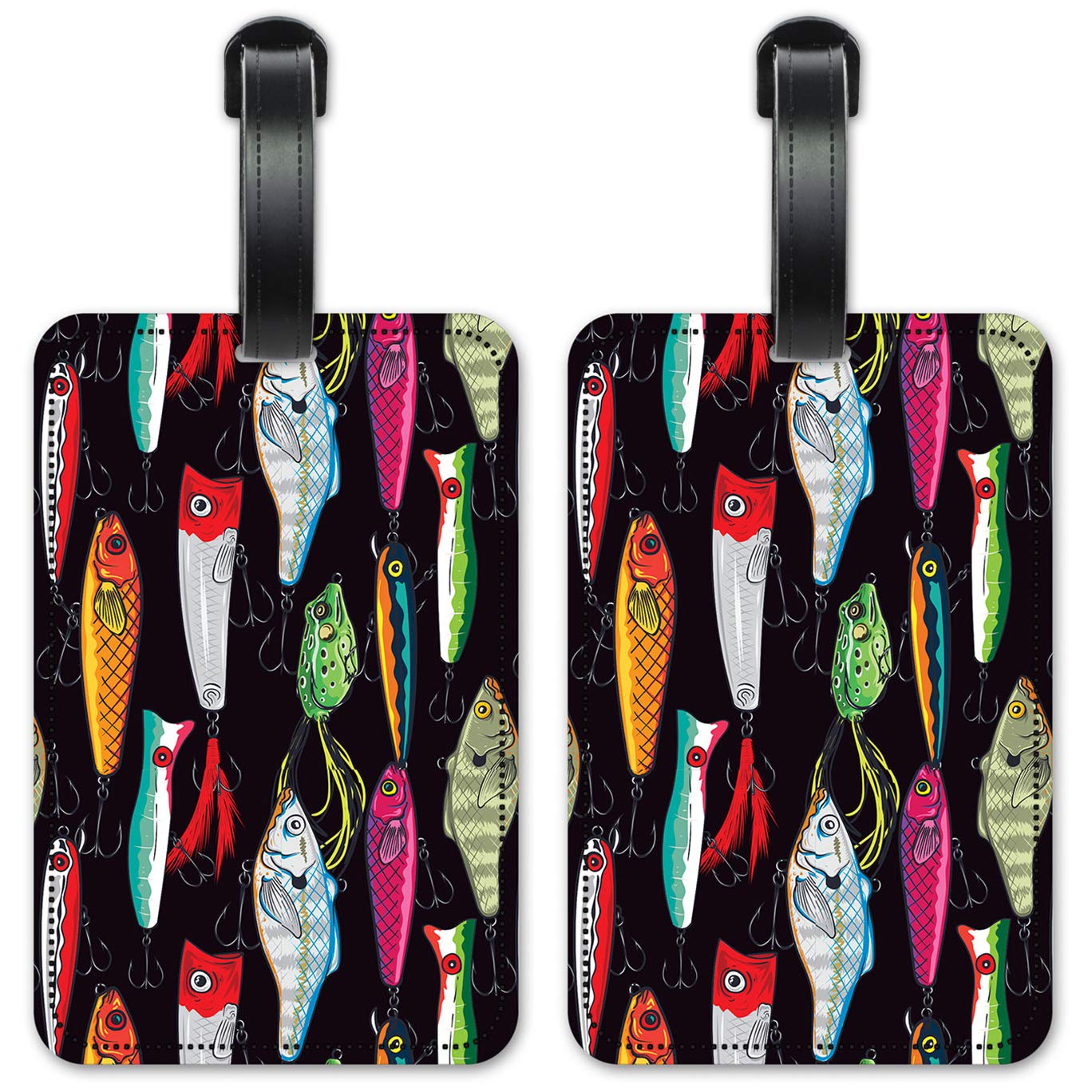 Best Fishing Lures & Luggage ID Tags Set of 2 - Waterproof Suitcase Identification Cards for Travel & Outdoor Adventures