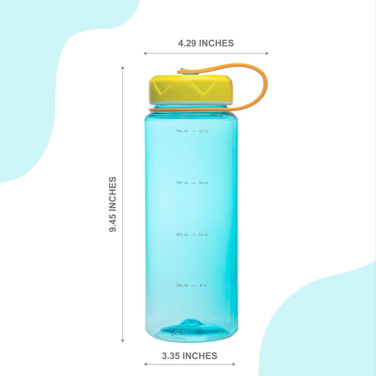 36oz HydroPop Insulated Water Bottle with Leak-Proof Lid, Carry Strap & Measurement Markings - BPA-Free, Keeps Drinks Cold for 24 Hours - Perfect for Gym, Hiking & Outdoor Activities (Blue)