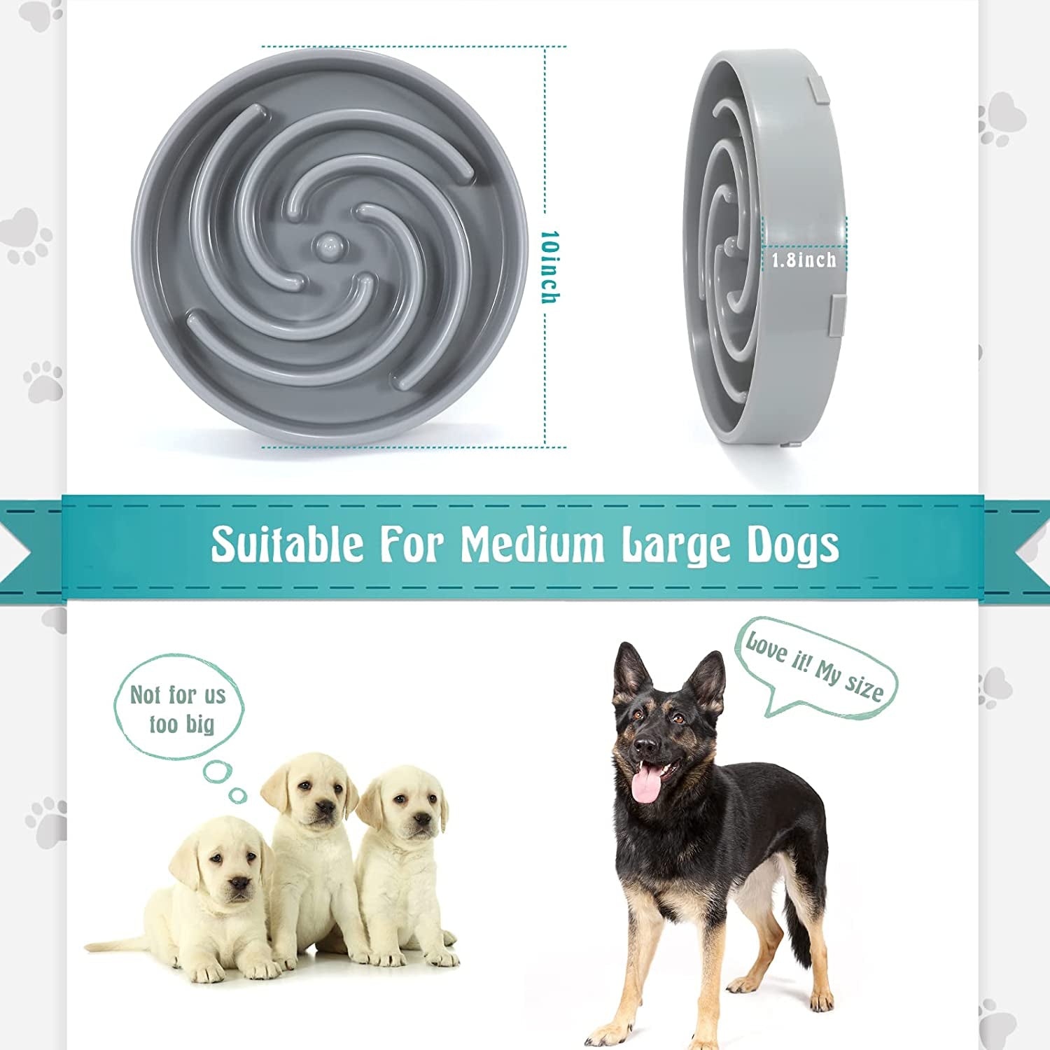 Non-Slip Maze Puzzle Slow Feeder Dog Bowl for Large & Medium Breeds - Reduce Bloat & Improve Digestion During Mealtime