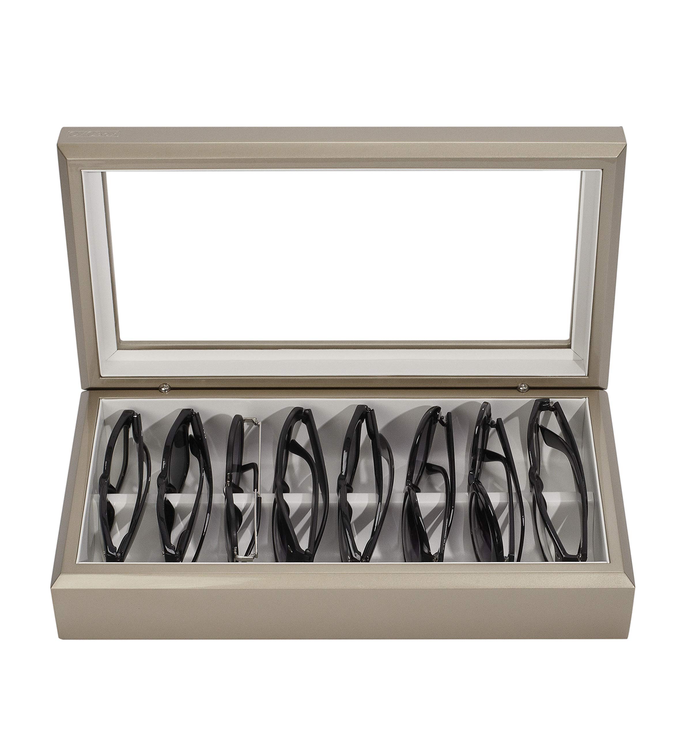 Premium Eyewear Organizer - Lacquered Wood Glasses & Sunglasses Storage Box with Soft Interior Lining | Perfect for Home, Office, or Travel Accessory Organization