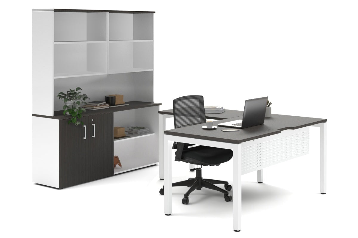 Quadro Square Legs L-Shaped Executive Desk with White Legs [1800L x 1700W] - Perfect for Home Office, Modern Workspace & Executive Suites