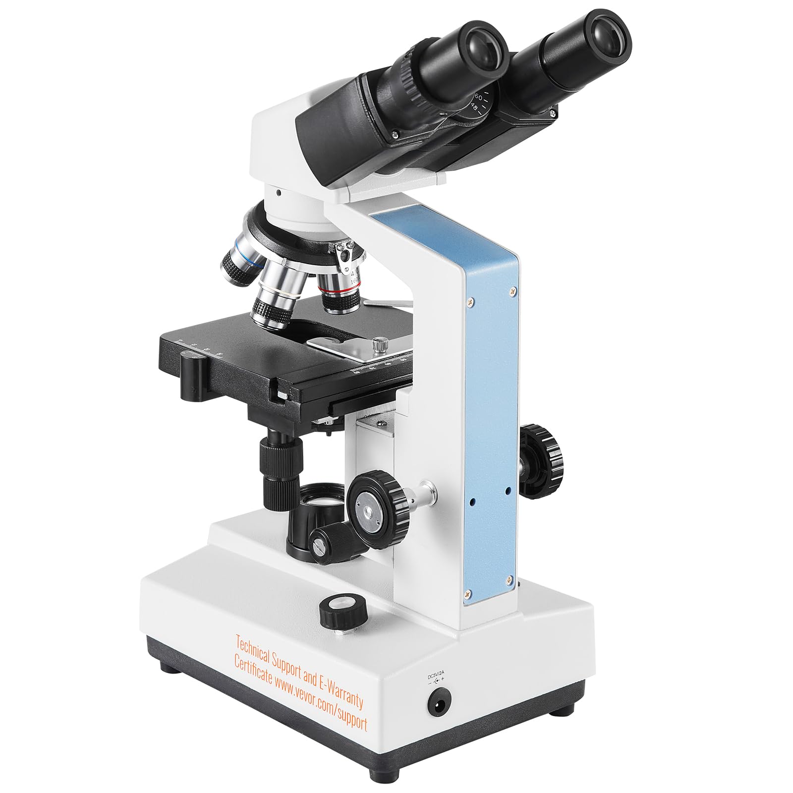 VEVOR Binocular Compound Microscope 40X-2500X Magnification with LED Light, Phone Adapter & Prepared Slides - Professional Lab Microscope for Adults, Students, Biology, Classroom & Home Science Experiments
