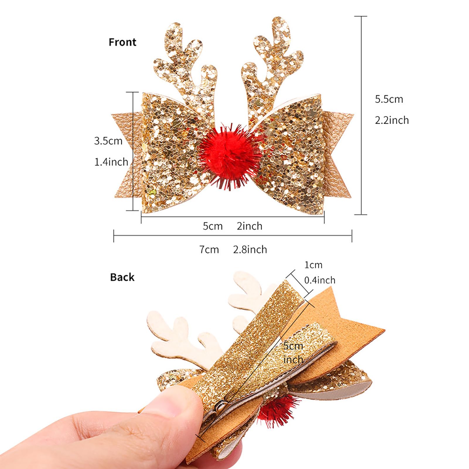 4 Pcs Christmas Hair Clips - Cute Reindeer Antlers Hair Accessories with Glitter Sequins for Women Girls Kids | Xmas Party, Holiday Cosplay, Gift Giving & Festive Outfits