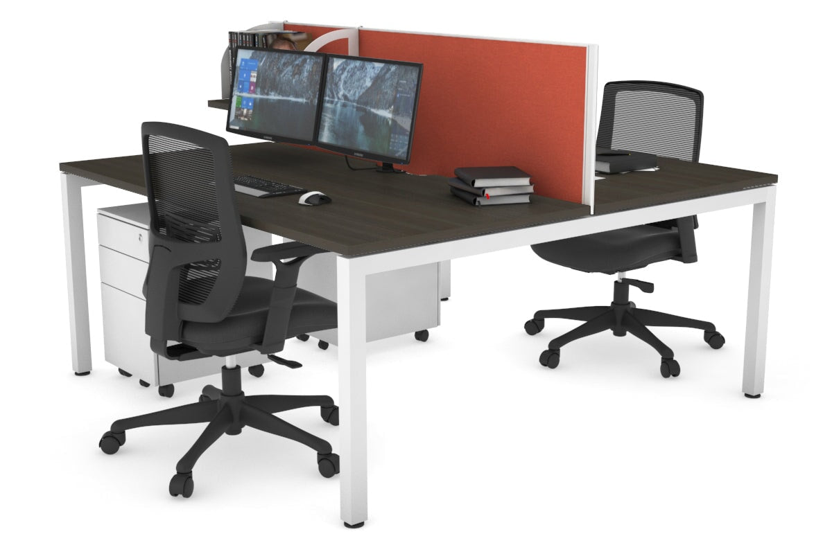 Quadro Square Legs 2 Person Office Workstation Desk - 1400L x 800W with Cable Management Scallop - Perfect for Shared Workspaces & Home Offices