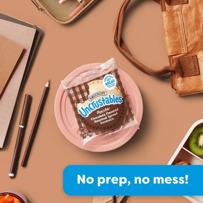 Uncrustables Frozen Chocolate Hazelnut Spread Sandwich - 4 Count (Pack of 12, 48 Total) | Peanut-Free Snack for Kids Lunch, School, Picnics & On-the-Go Breakfast