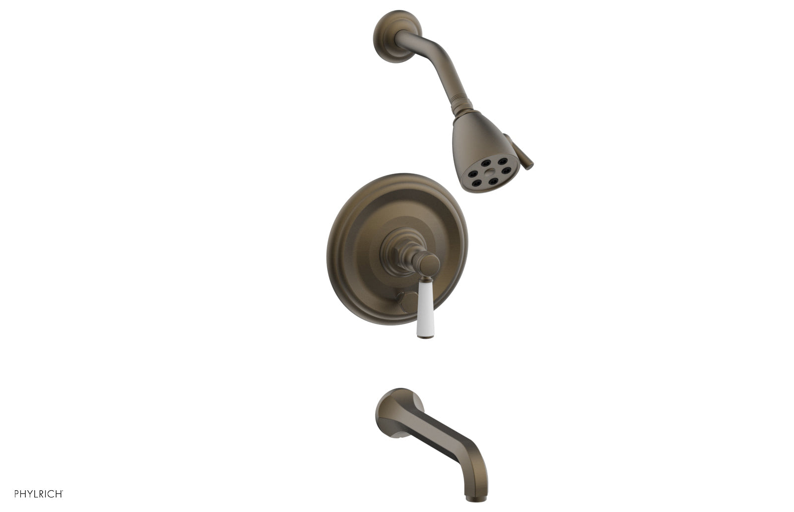 HEX TRADITIONAL Pressure Balance Tub and Shower Faucet Set - Satin White Finish with Lever Handle (Model 500-27) - Perfect for Bathroom Renovation and Modern Home Upgrade