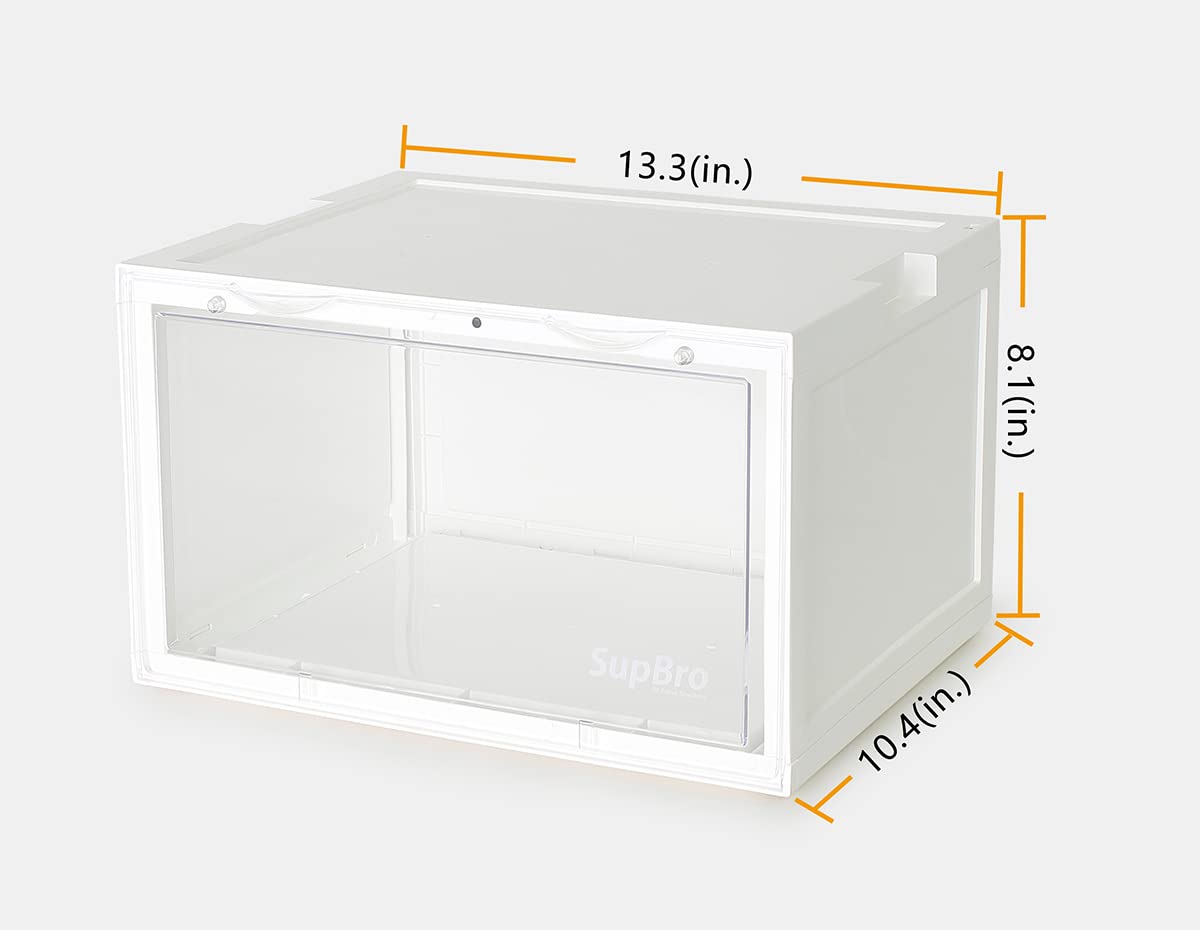 SupBro 6-Pack Stackable LED Shoe Storage Box with Voice Control & Clear Plastic Door - 10.4