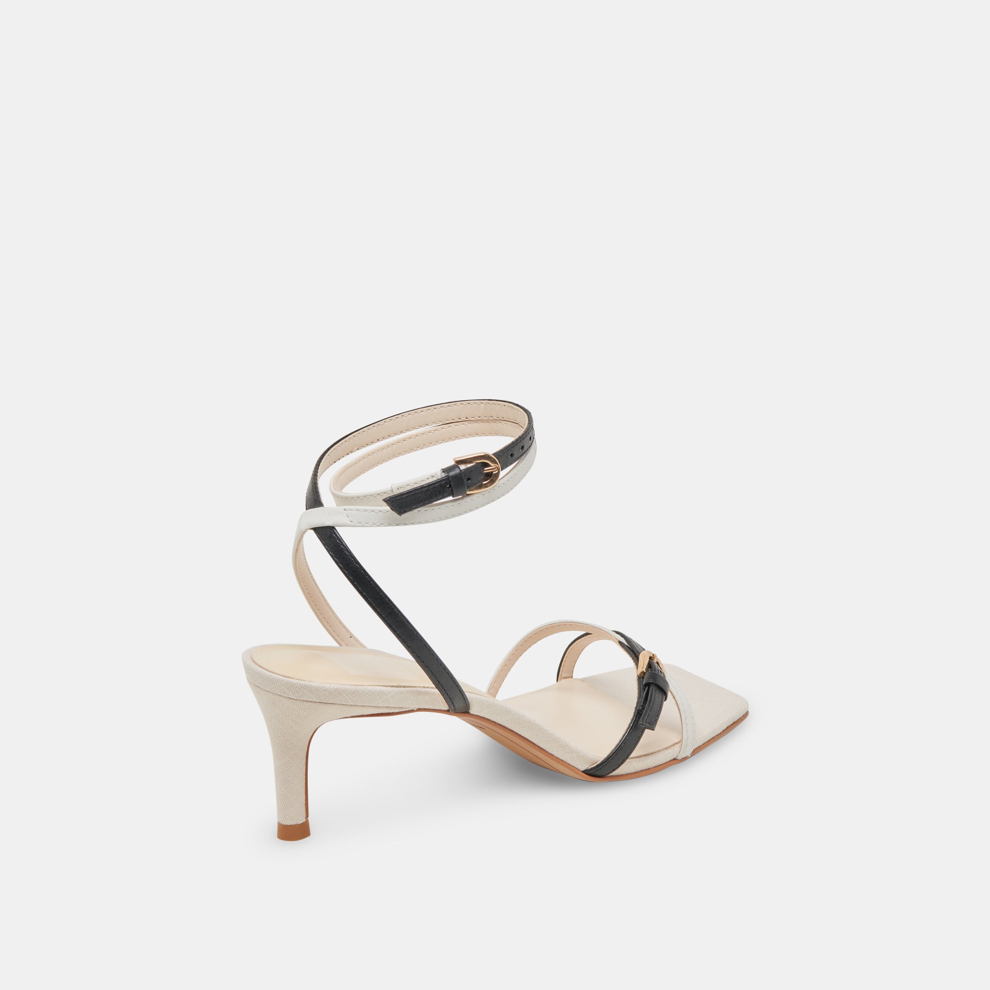 Bamby Women's White and Black Leather High Heels - Stylish Dress Shoes for Party, Wedding, and Evening Events