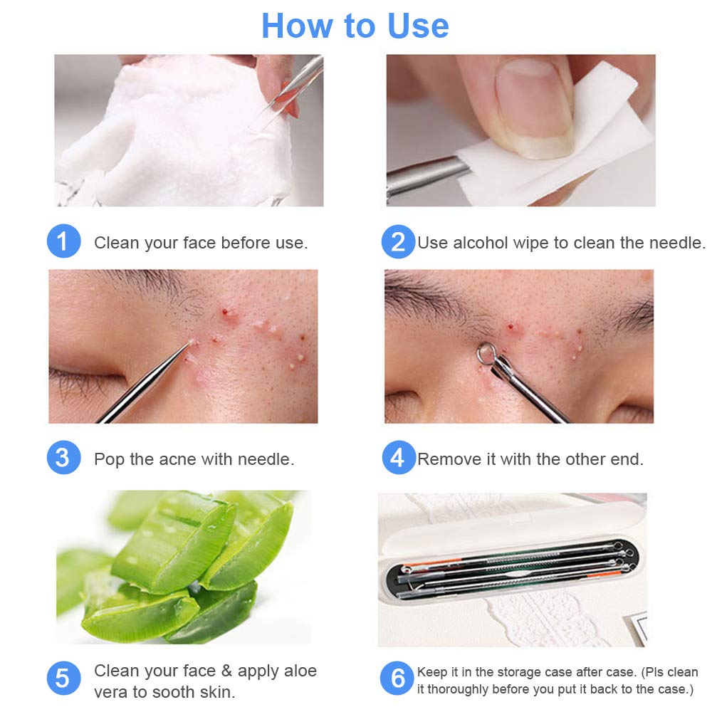 4-in-1 Acne Blackhead Remover Kit - Professional Comedone Extractor & Pimple Popper Tool Set for Face, Nose & Skin Care - Perfect for Home Spa & Acne Treatment