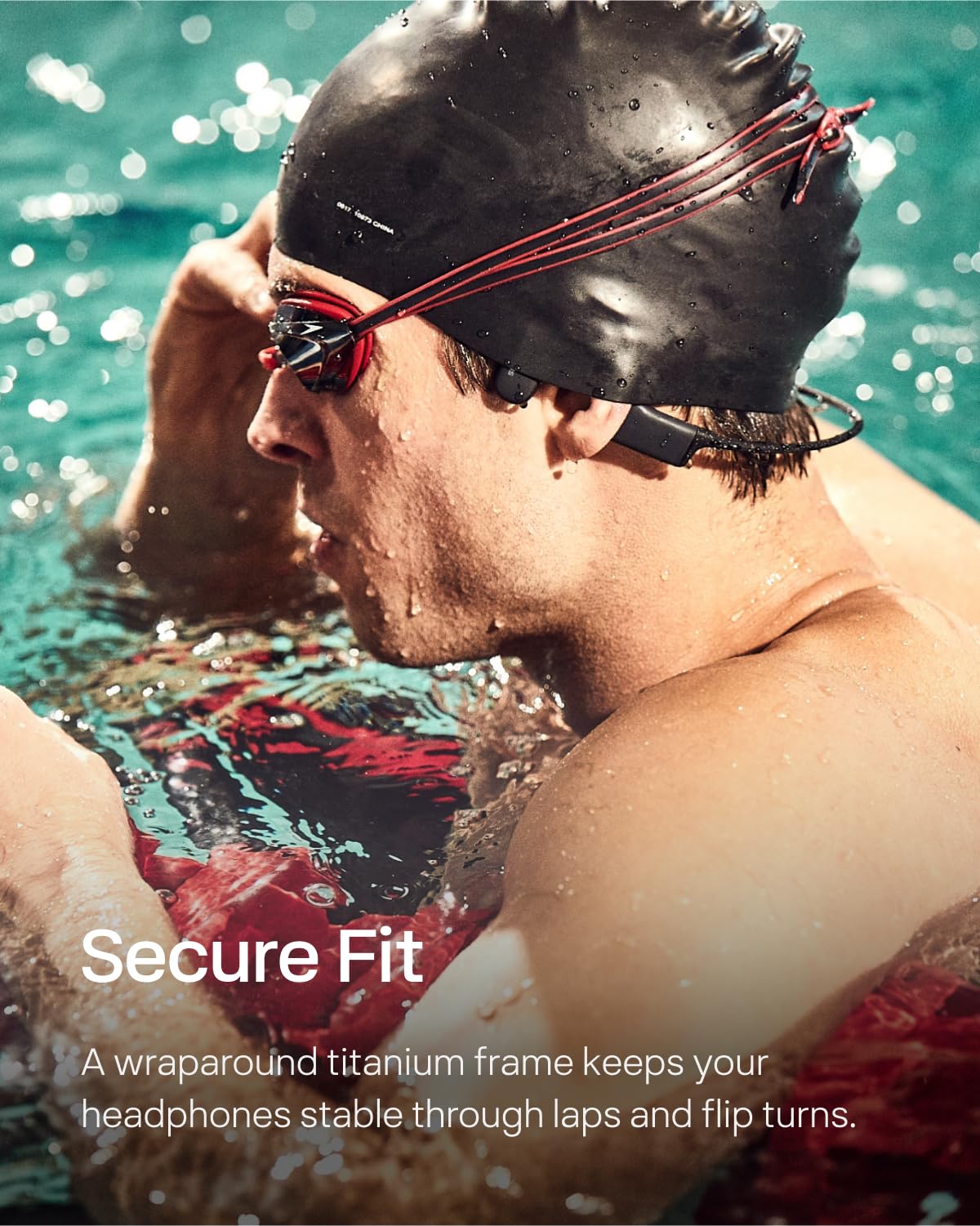 Shokz OpenSwim Waterproof Bone Conduction MP3 Player - Wireless Open-Ear Headphones for Swimming, Running & Workouts - Includes Nose Clip & Earplugs (Black) | Perfect for Pool, Ocean & Triathlon Training