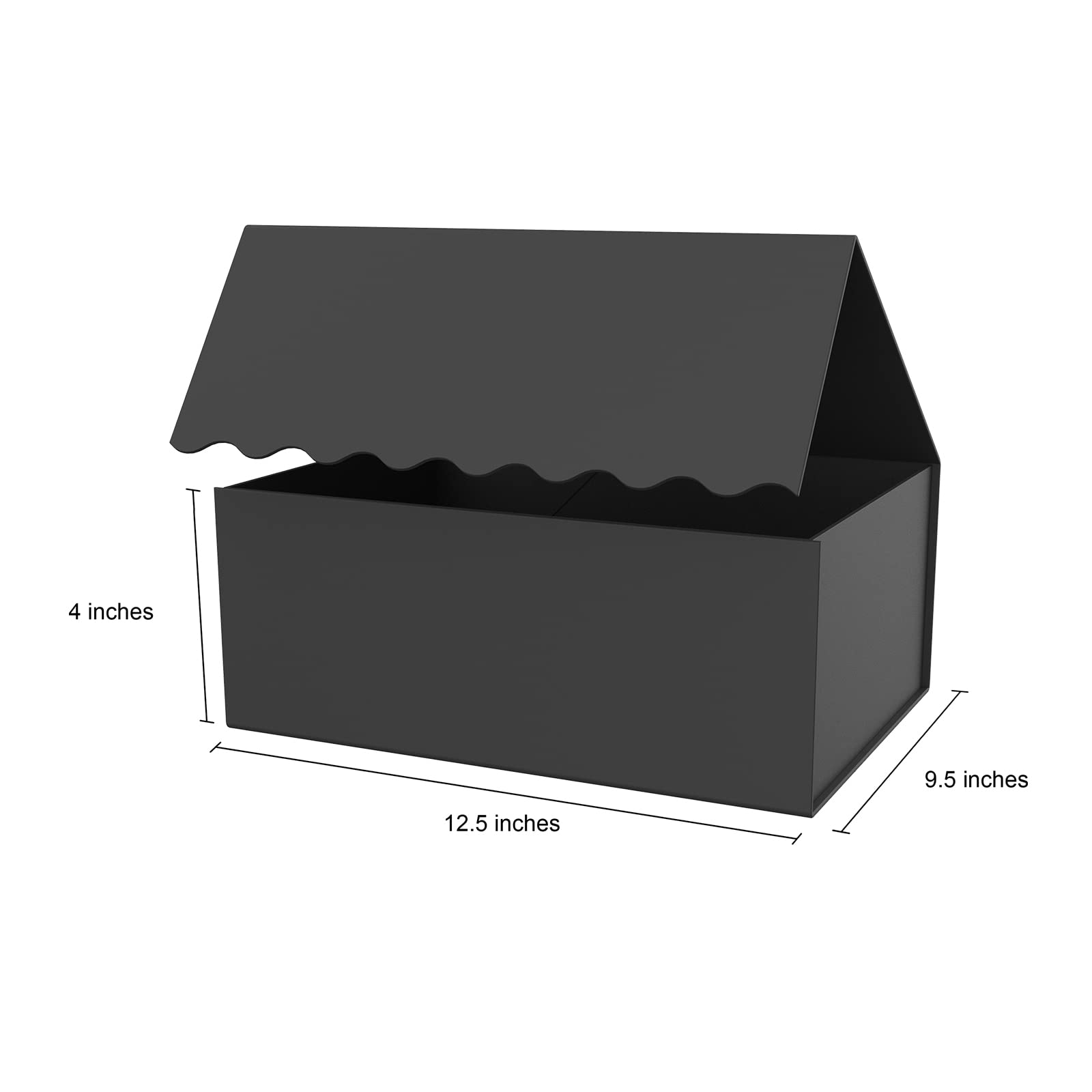 12.5x9.5x4 Inches Magnetic Closure Gift Box - Collapsible Wedding & Birthday Present Packaging - Sturdy Bridesmaid Proposal Box with Lid - Black Wave Design - Perfect for Party Favors, Jewelry Storage & Special Occasion Gifting