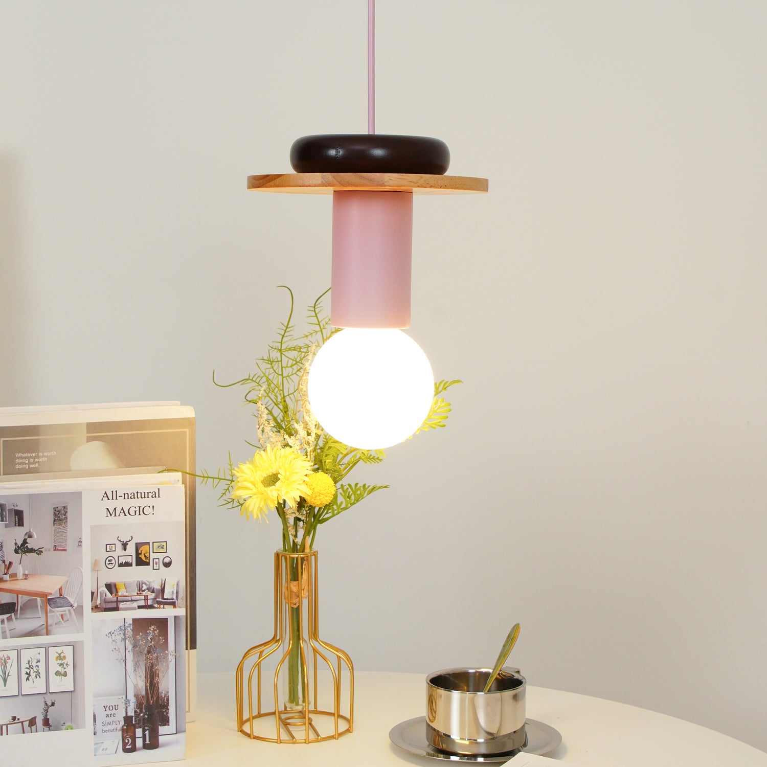Modern Geometric Building Blocks Pendant Lamp - Handmade Wooden Hanging Light Fixture for Dining Room, Kitchen Island, Living Room & Bedroom Decor