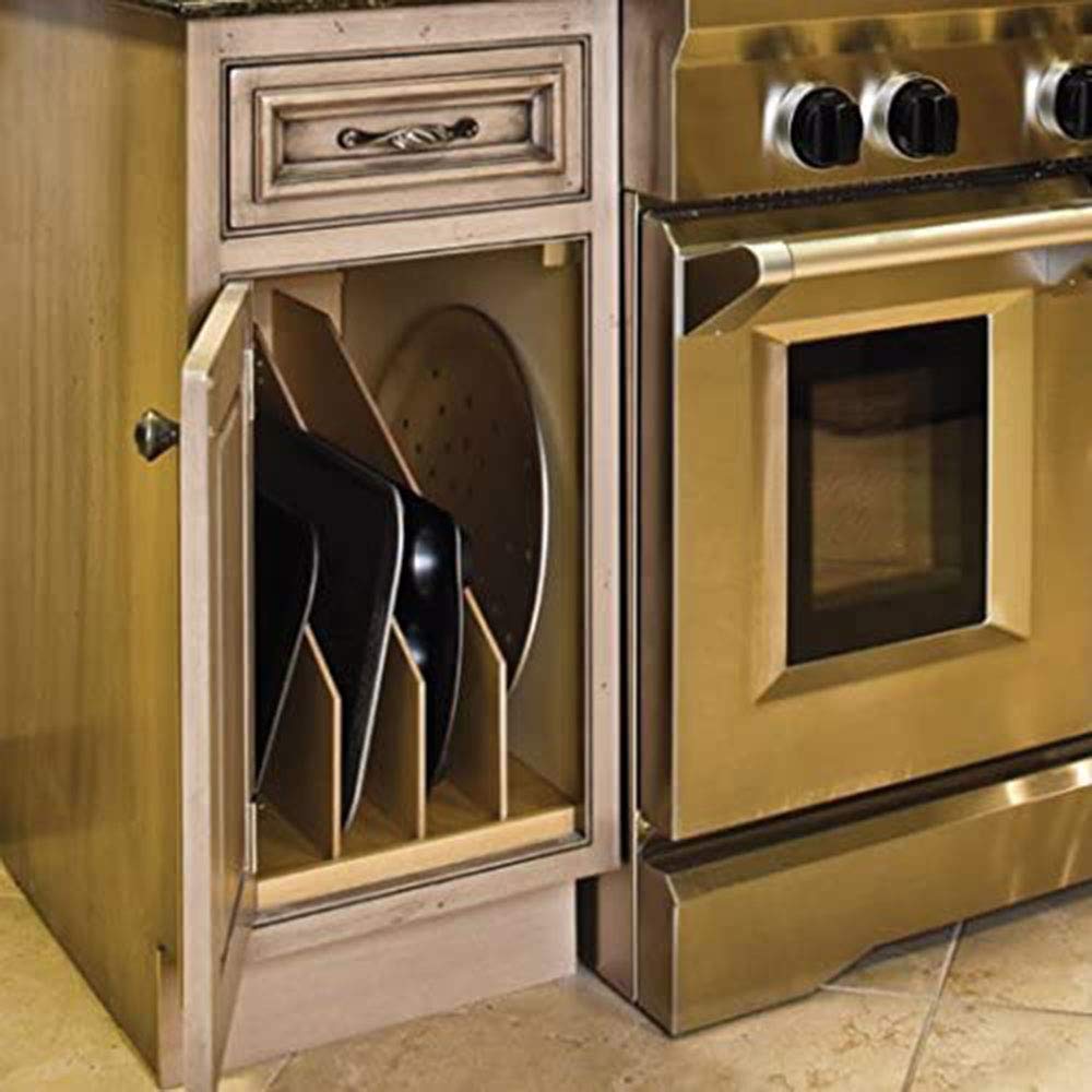 Dowell 4007 TD3 15-Inch Wooden Cabinet Organizer - Vertical Tray Divider for Kitchen Storage | Perfect for Spice Racks, Utensil Holders & Pantry Organization