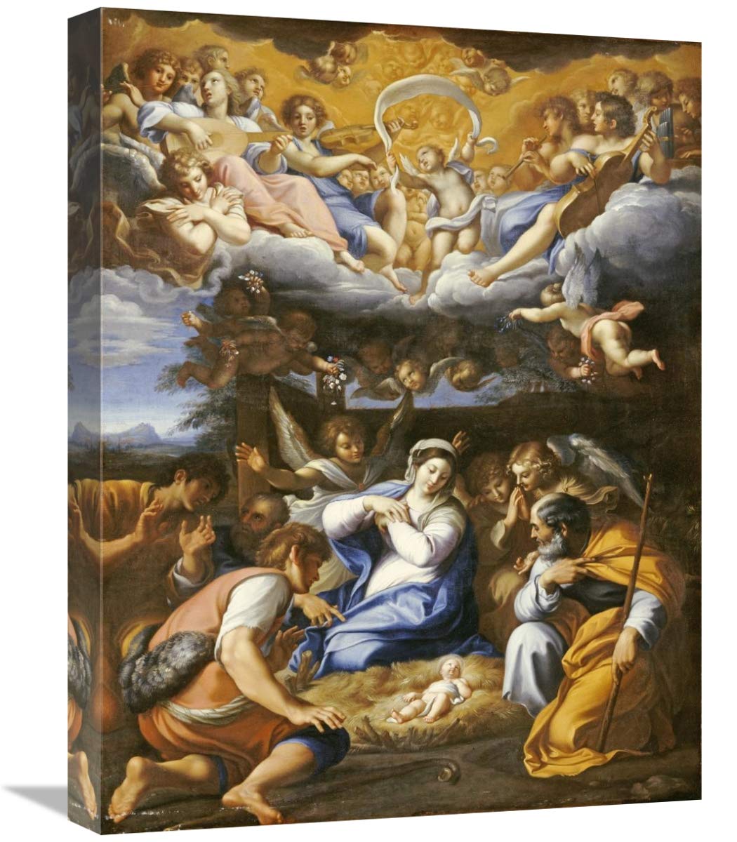 22 Inch The Adoration of The Shepherds Art Print - French School Religious Painting - Perfect for Home Decor, Church, or Gift Giving