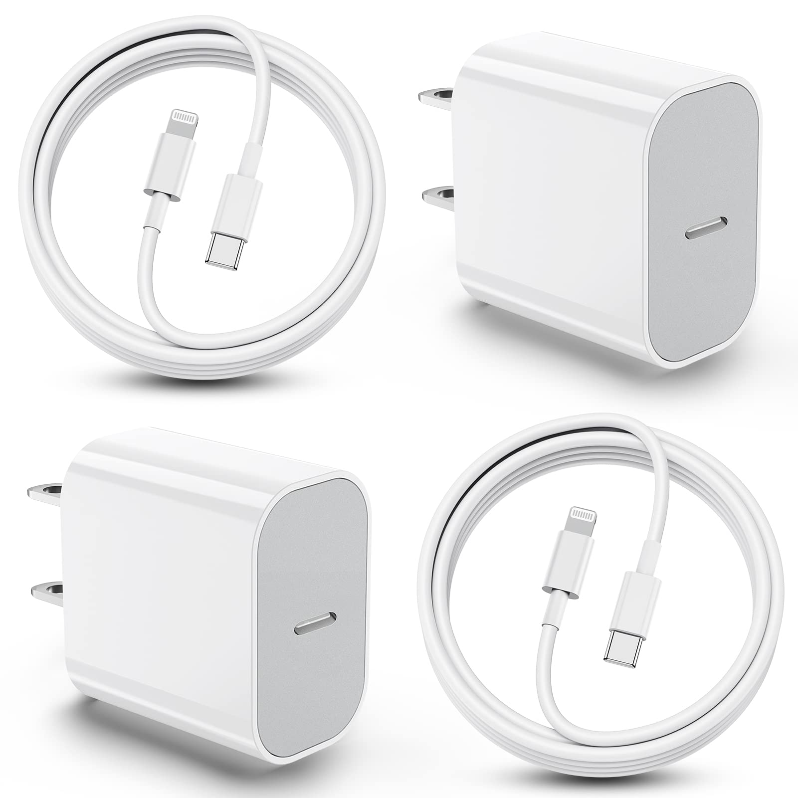 10ft iPhone Fast Charger Cable - 20W USB C Wall Charger with Type C to Lightning Cord for iPhone 14/13/12/11/Pro Max/Plus & iPad - 2 Pack - Perfect for Home, Office & Travel Charging
