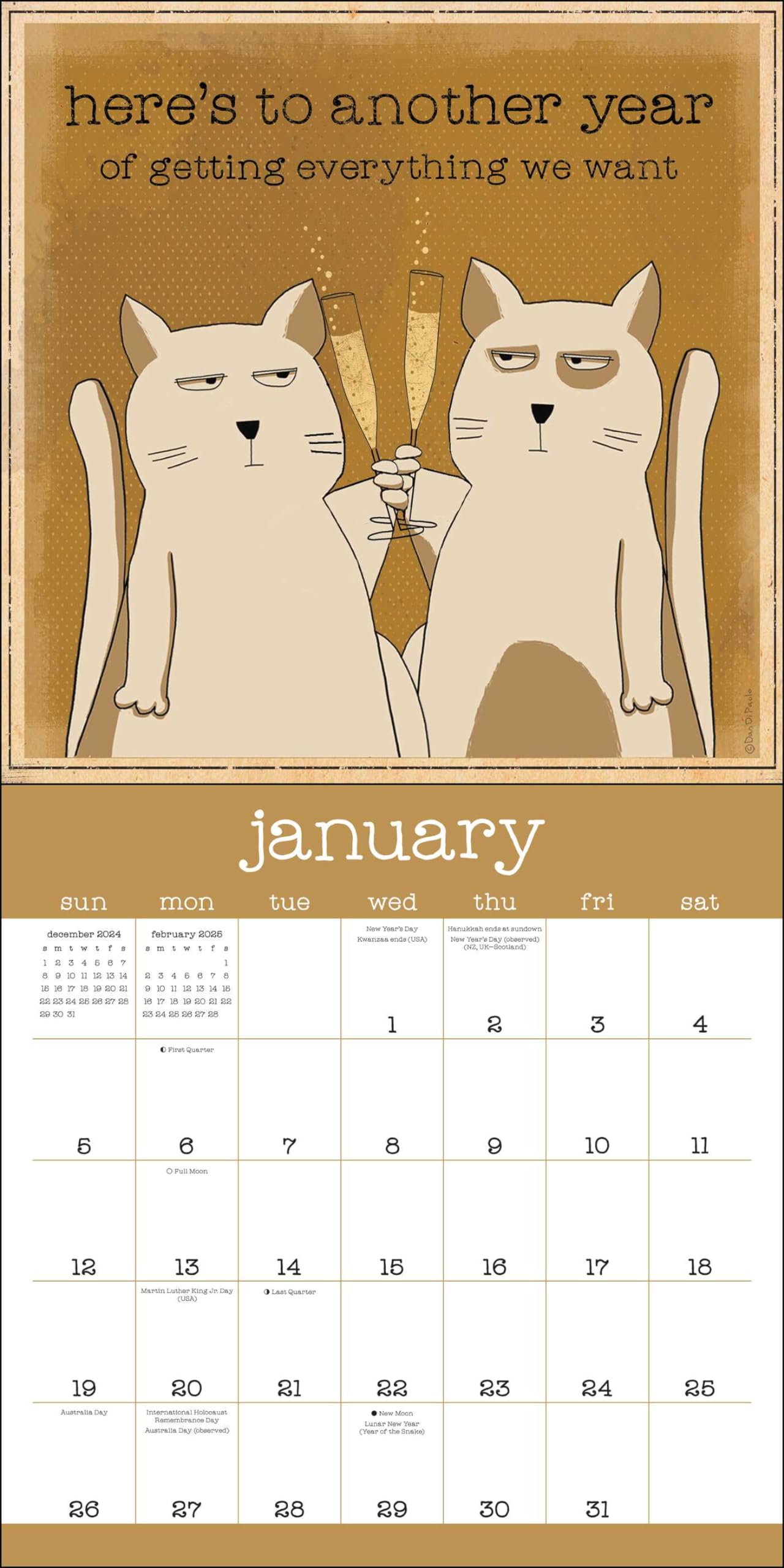 2025 Snarky Cats Wall Calendar - Funny Cat Lover Gift for Office, Home & School - 12 Months of Hilarious Feline Humor