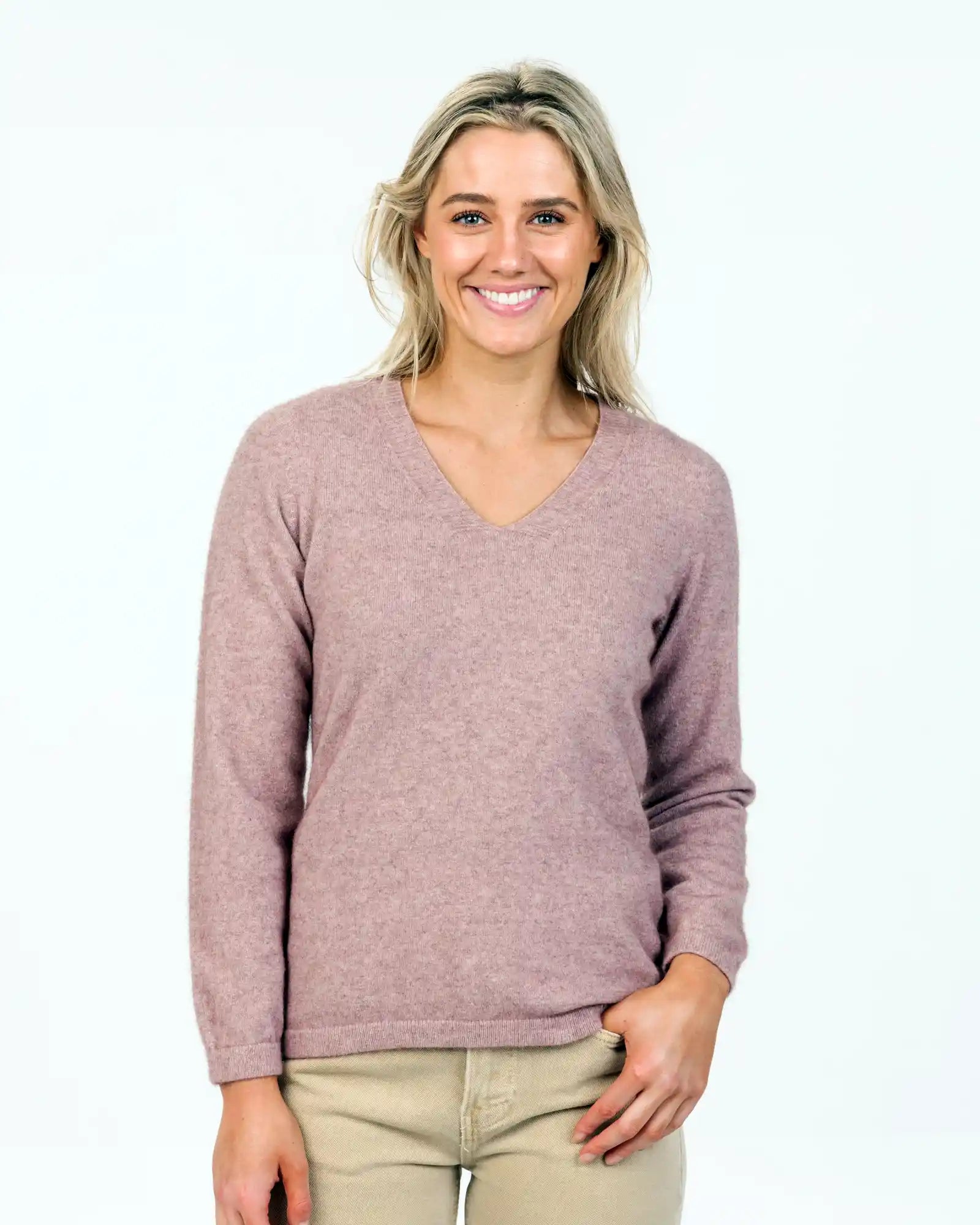 Lily Women's Vee Neck Merino Wool Sweater NB396 - Soft & Warm Winter Knitwear for Casual Outfits & Office Wear