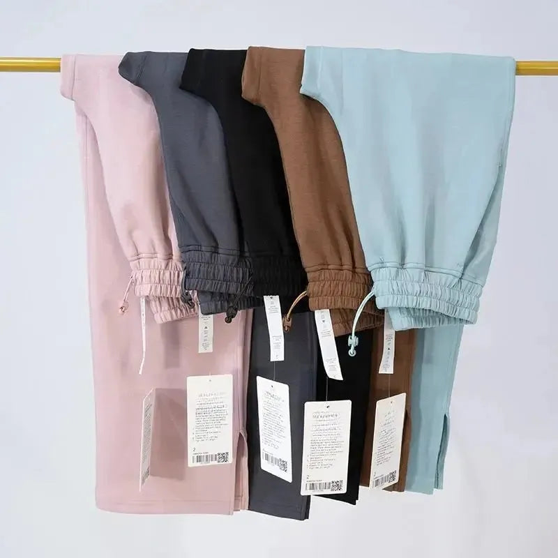 **Women's High Waist Softstreme Split Leg Pants - Elastic Waist, Straight Leg, Wide Fit for Yoga, Outdoor Sports & Casual Wear**    *Use for yoga, running, lounging, or stylish everyday outfits with a comfortable, breathable fit.*