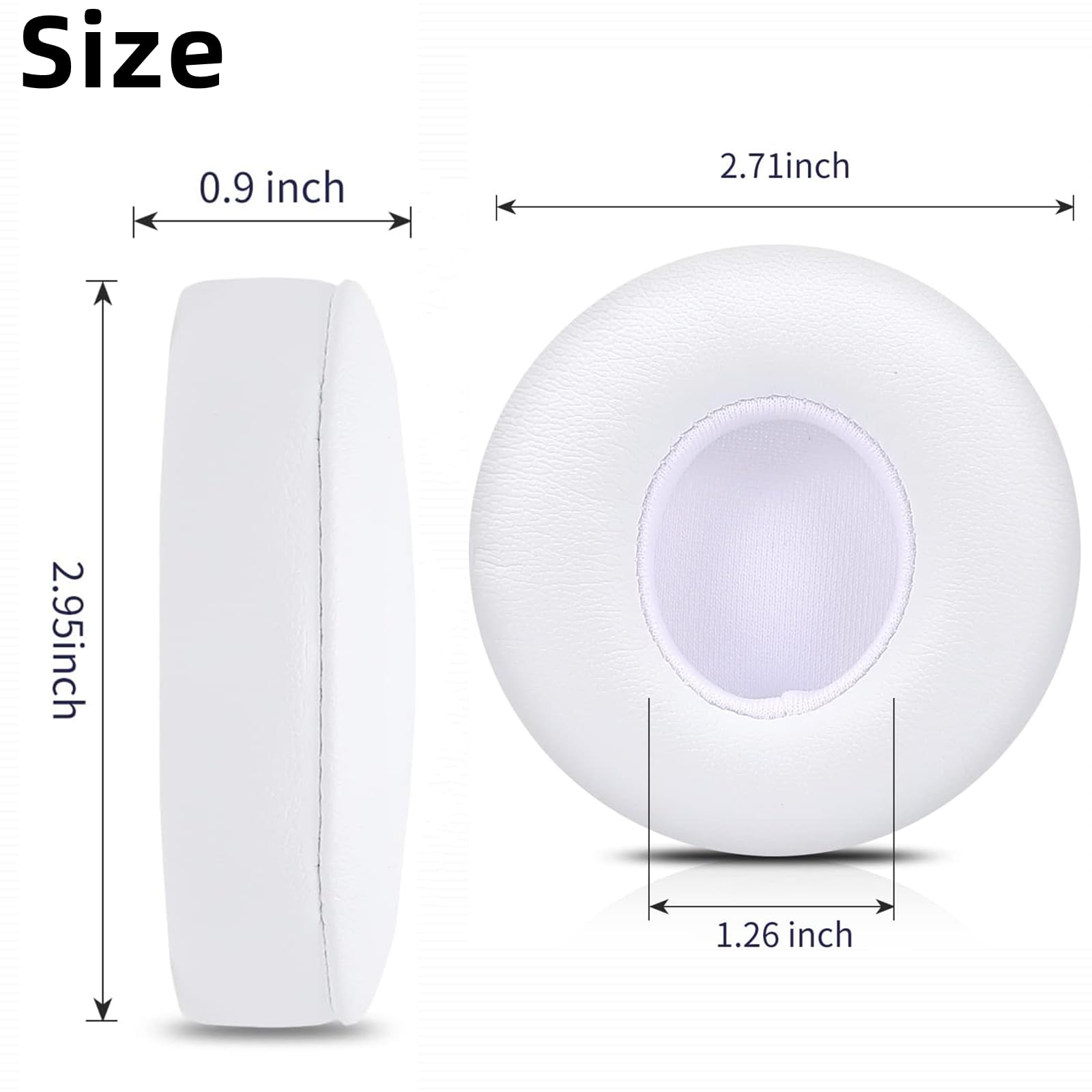 Replacement Ear Pads for Beats Solo 2 & Solo 3 Wireless Headphones - Soft Leather Memory Foam Cushion Covers (White) - Perfect for Gaming, Workouts & Travel