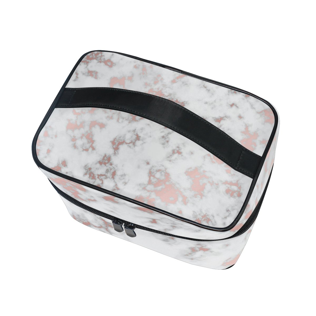 Rose Gold Marble Cosmetic Bag for Women - Travel Makeup Train Case & Storage Organizer - Perfect for Travel, Gym, and Daily Essentials Organization