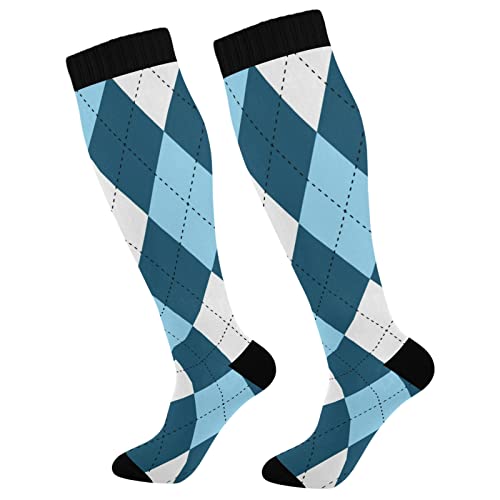 Argyle Plaid Blue White