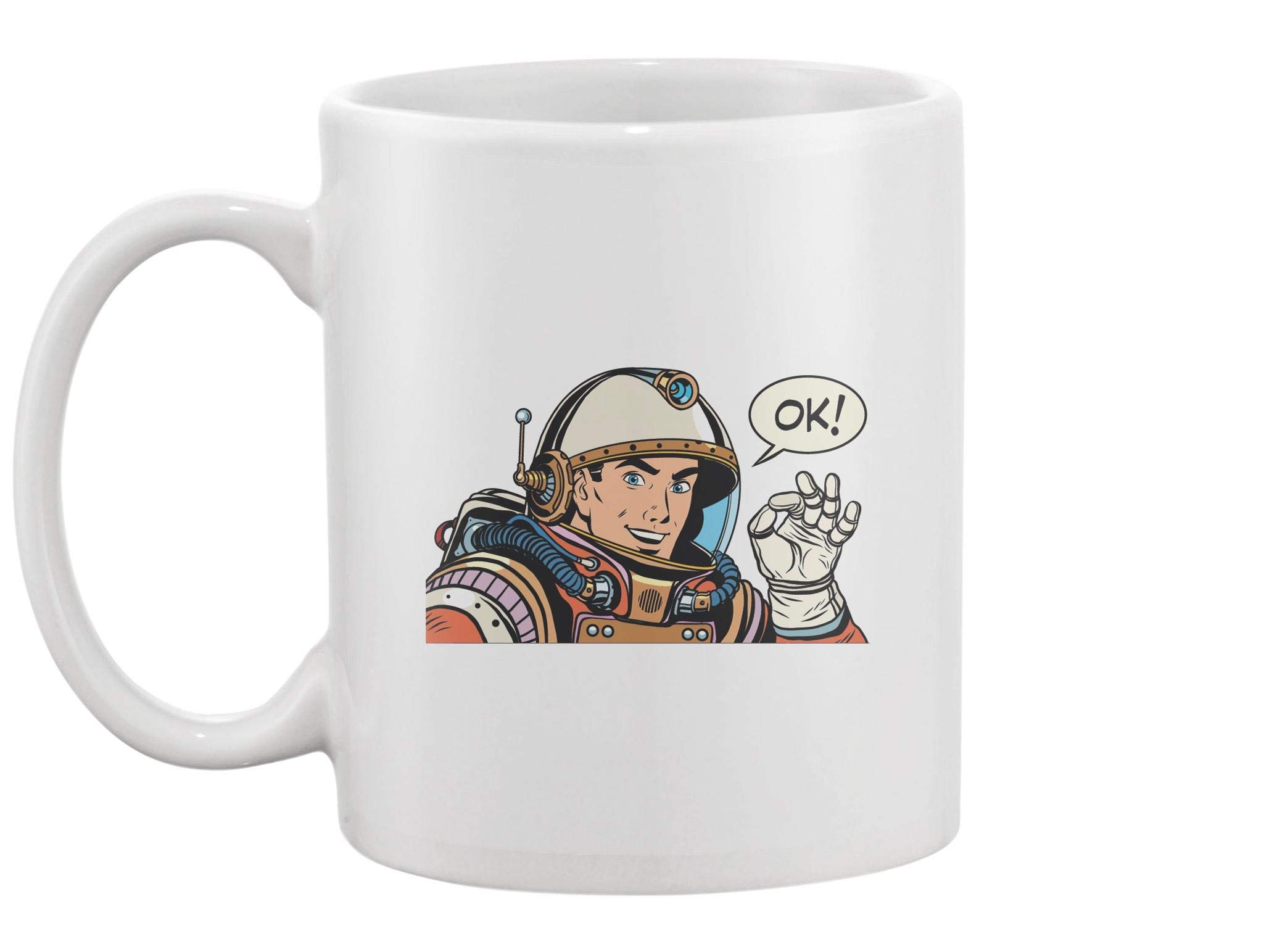 Ok Astronaut Man Mug - Funny Space Themed Coffee Cup for Men & Women - Perfect for Office, Home, or Gifts - Great for Coffee, Tea, Hot Chocolate
