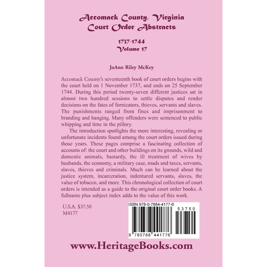 Virginia Court Order Abstracts - Accomack County Volume 17 (1737-1744) | Historical Genealogy Records for Ancestry Research & Family History Documentation