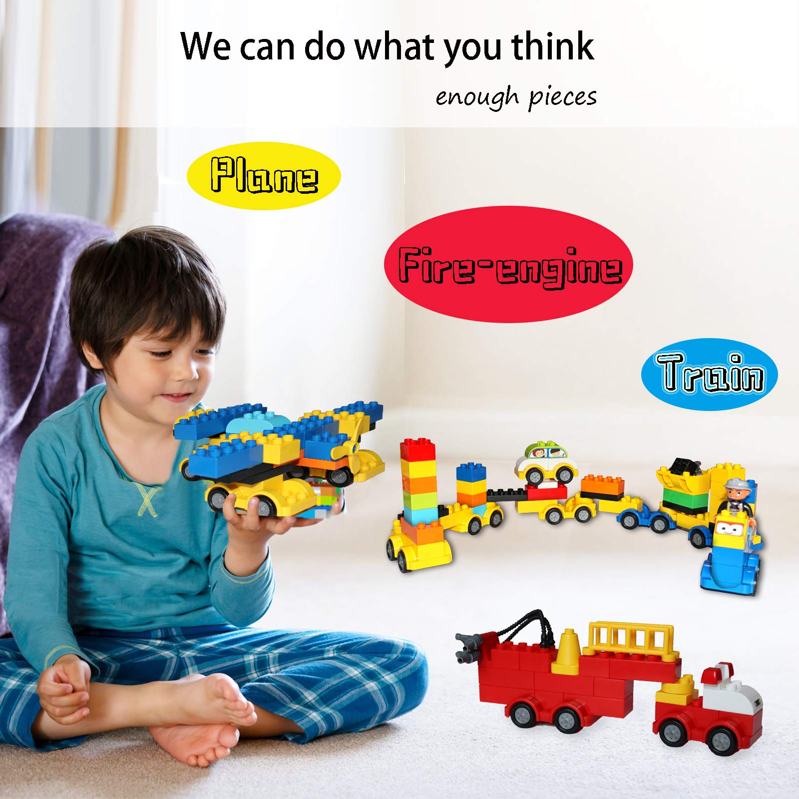 **171-Piece Toddler Building Blocks Set - Large Bricks Compatible with Major Brands | STEM Educational Toys for Kids Ages 2-5 | Creative Play, Learning & Car Construction Fun**