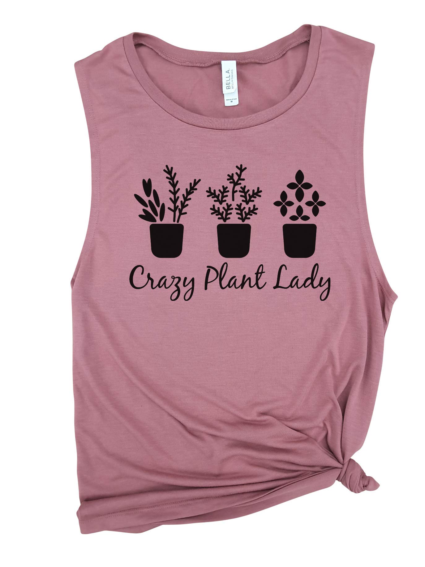 Crazy Plant Lady Muscle Tank - Gardening Shirt for Women, Plant Lover Tee, Vegan & Eco-Friendly Farm Shirt - Perfect for Gardening, Farmers Market & Outdoor Activities