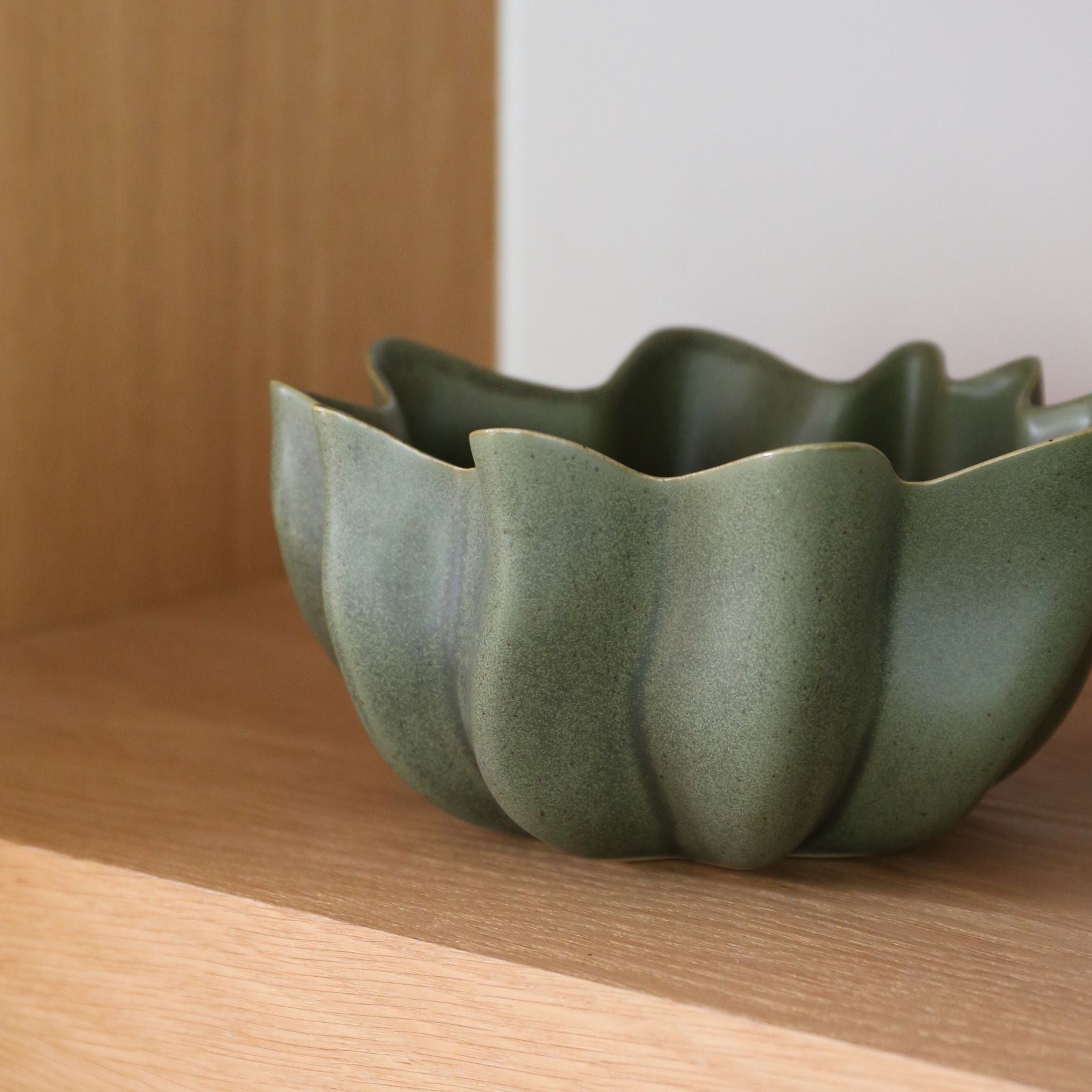 FERM LIVING Nium Bowl - Dark Sage Ceramic Serving Bowl (36cm/14.2