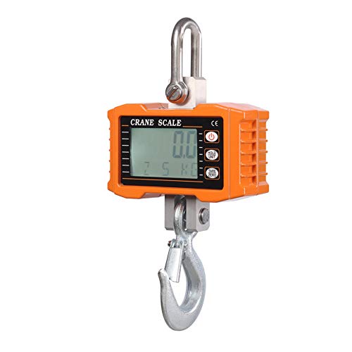 iDili OCS-S 1000KG/2000LBS Aluminum Digital Crane Scale - Heavy Duty Hanging Scale for Industrial Weighing, Compact Hoist Scale with 0.5kg Precision (Orange) - Perfect for Construction, Warehouses, Shipping & Logistics
