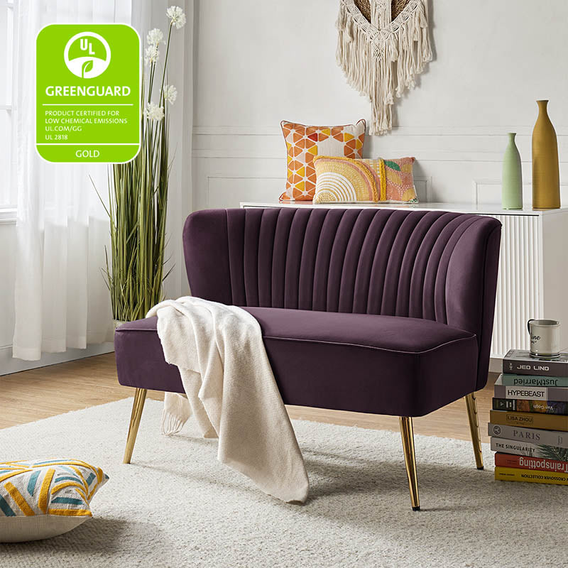 Bariana Velvet Loveseat - Soft & Luxurious Small Couch for Living Room, Bedroom, or Office - Perfect for Cozy Seating & Home Decor