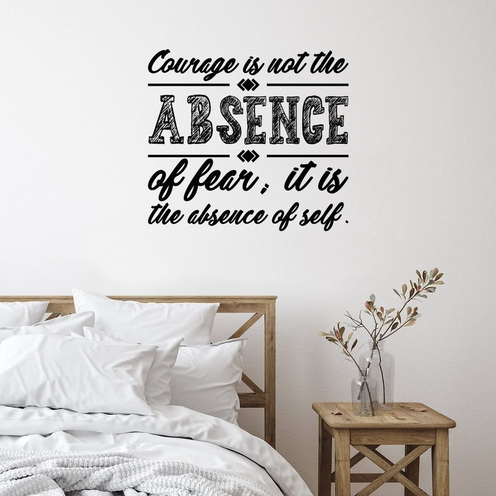 Removable Wall Decal Sticker - Inspirational 'Courage is Not The Absence of Fear' Quote Vinyl Art for Home, Bathroom Mirror, Classroom & Teen Room Decor | Easy Peel & Stick Wall Mural