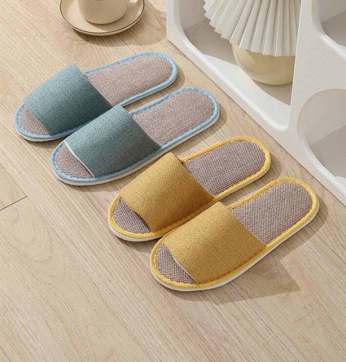 5-6 Pairs Non-Slip Disposable Spa Slippers for Guests - Washable Foldable Linen Open-Toe House Slippers for Women & Men - Perfect for Hotels, Spas, Salons, and Home Use
