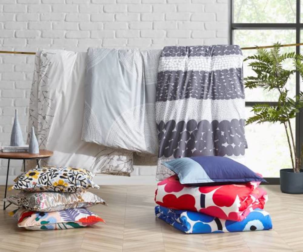 MARIMEKKO Queen Comforter Set - Premium Smooth Cotton Percale Bedding with Matching Shams, Medium Weight Grey Duvet Cover for Cozy Bedroom Decor | Perfect for Master Bedroom, Guest Room & Airbnb Styling (Fokus Grey, Queen Size)