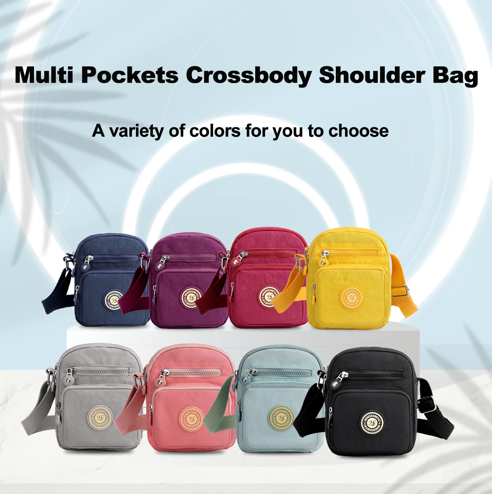 Gelory Women's Waterproof Nylon Crossbody Bag with Adjustable Strap - Multi-Pocket Mini Messenger Shoulder Bag for Travel, Work & Daily Use (Black)