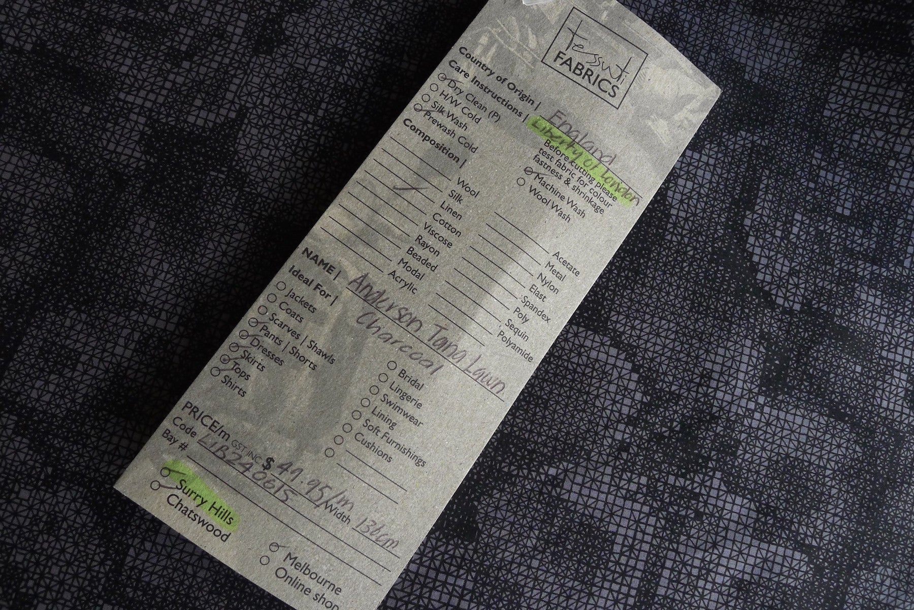 Premium Anderson Tana Lawn Charcoal Fabric - Lightweight & Breathable Cotton for Summer Dresses, Blouses & DIY Sewing Projects | Perfect for Warm Weather Fashion & Crafting