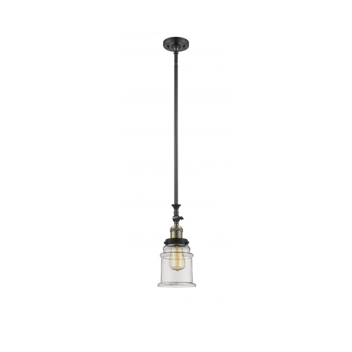 Vintage Dimmable LED Mini Pendant Light - Black Antique Brass Finish, 1-Light Hanging Fixture for Kitchen Island, Dining Room, or Bar Counter | Energy Efficient Edison Bulb Style | Innovations 206-BAB-G182-LED