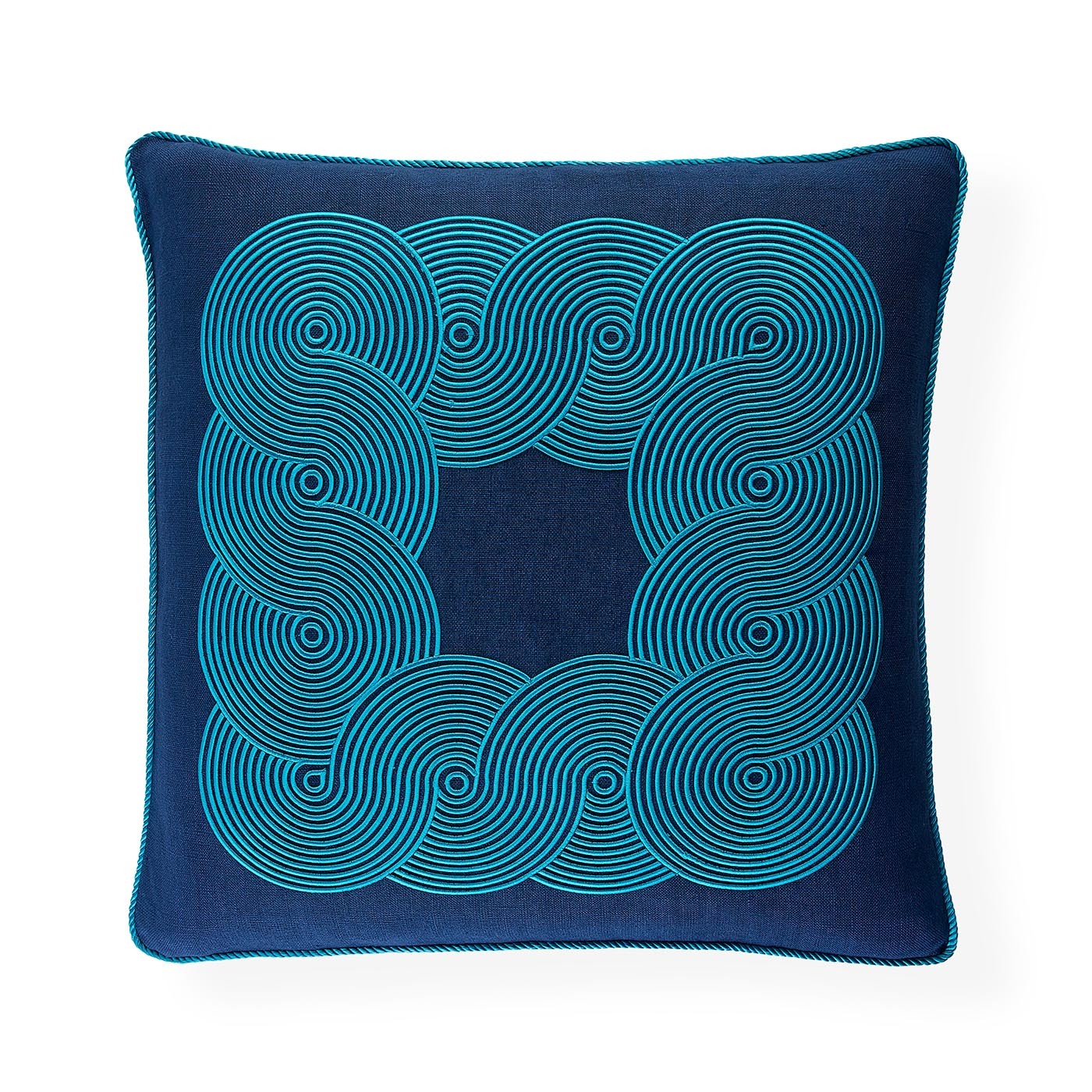 Pompidou Blue Border Decorative Throw Pillow Cover - Modern Home Decor for Living Room, Bedroom & Sofa - Soft & Stylish Accent Cushion