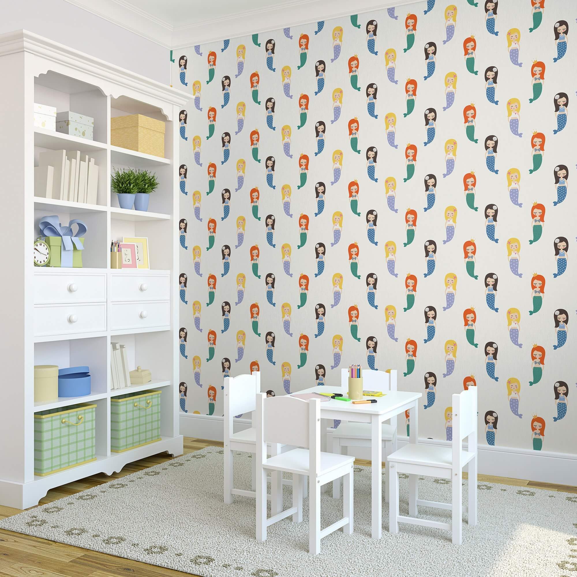 White Fantasy Children's Peel and Stick Removable Wallpaper - Self-Adhesive Nursery Decor for Kids Room, Bedroom, Playroom - Easy to Apply & Remove - 1420