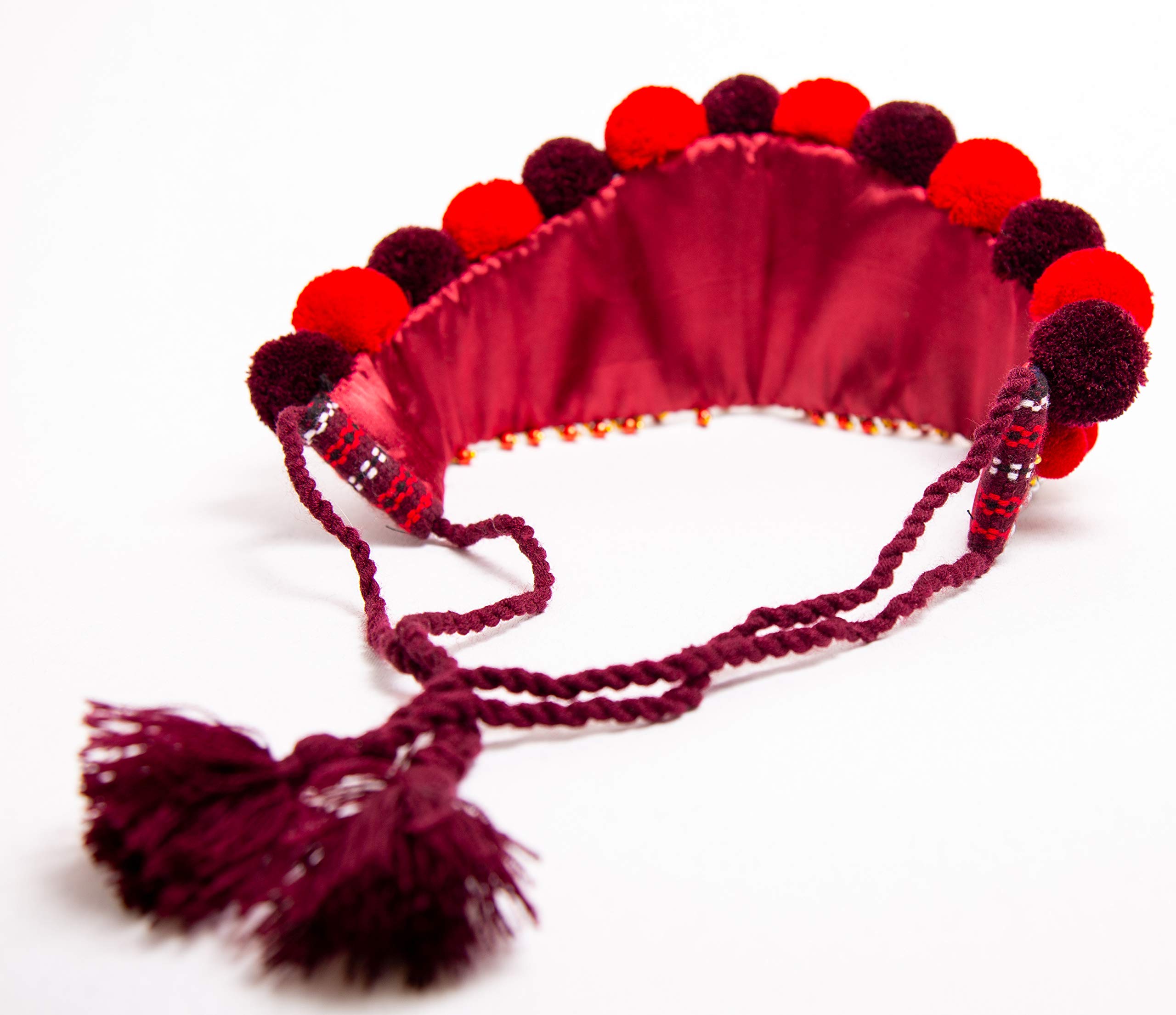 Ukrainian Traditional Wedding Kokoshnik Headpiece & Necklace Set - Handmade Beaded Vyshyvanka Style Easter Headdress Wreath (Red) - Perfect for Bridal Ceremonies, Cultural Festivals & Themed Photoshoots