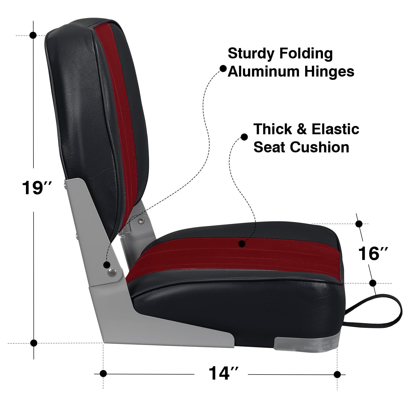 Leader Accessories Low Back Folding Boat Seats - Pair of 2, Comfortable & Durable Marine Chairs for Fishing Boats, Pontoon, Deck & Outdoor Use