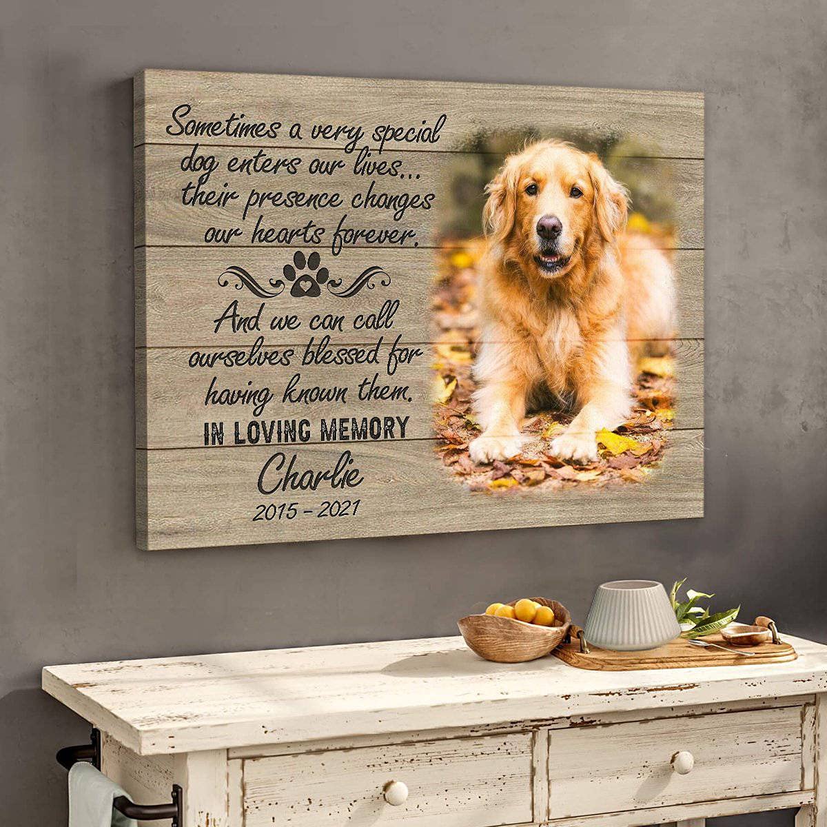 Janestore Personalized Memorial Dog Photo Canvas - Custom Pet Loss Poster for Dog Remembrance (18x12 Inches) | Heartfelt Gift for Grieving Pet Owners | Perfect for Home Memorial, Pet Tribute & Sympathy Decor