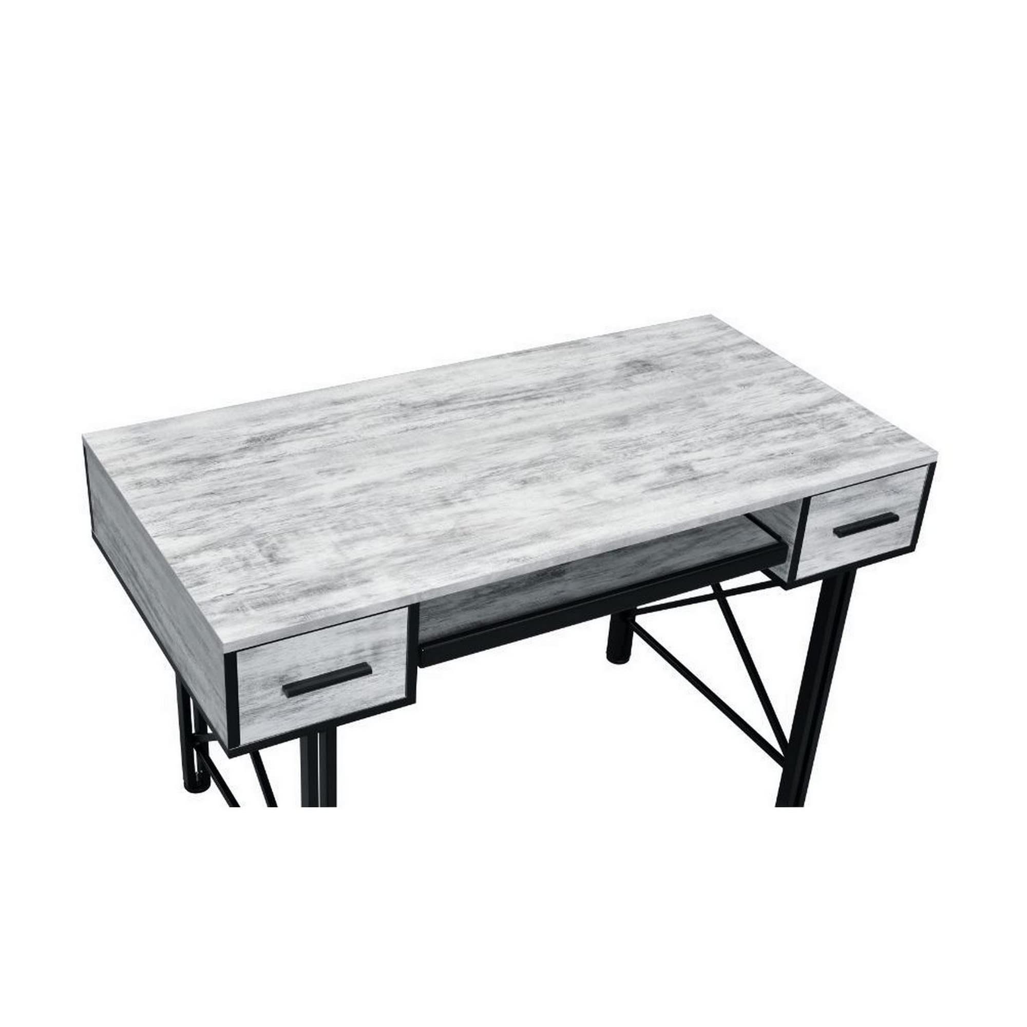 Benjara BM250191 Modern Computer Desk with 2 Storage Drawers & Keyboard Tray - Brown, Gray & Black Home Office Desk for Small Spaces | Perfect for Remote Work, Gaming & Study
