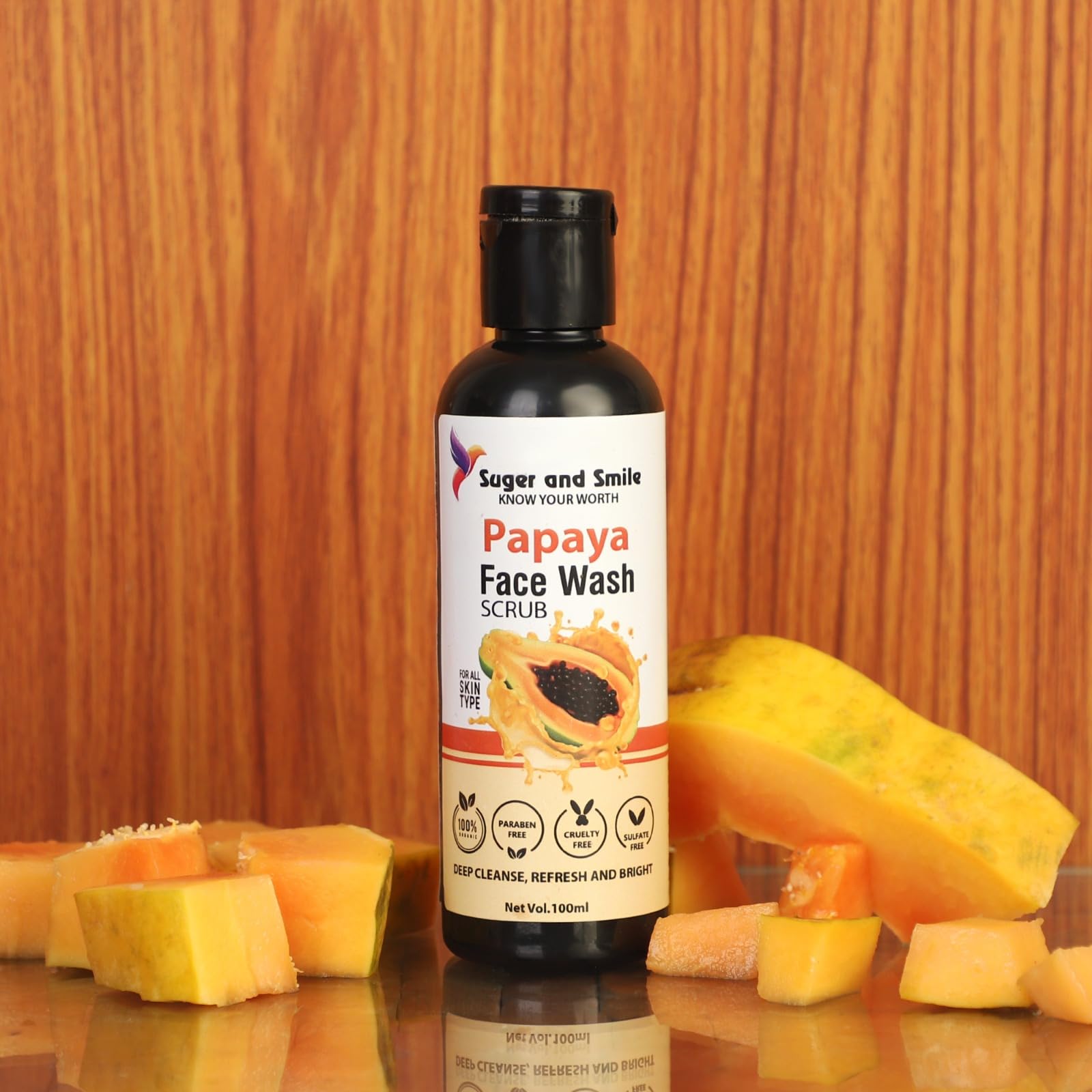 Natural Papaya Face Wash & Scrub (2-Pack, 100ml Each) - Brightening, Exfoliating & Gentle Cleansing for Glowing Skin | Perfect for Daily Skincare Routine & Acne-Prone Skin