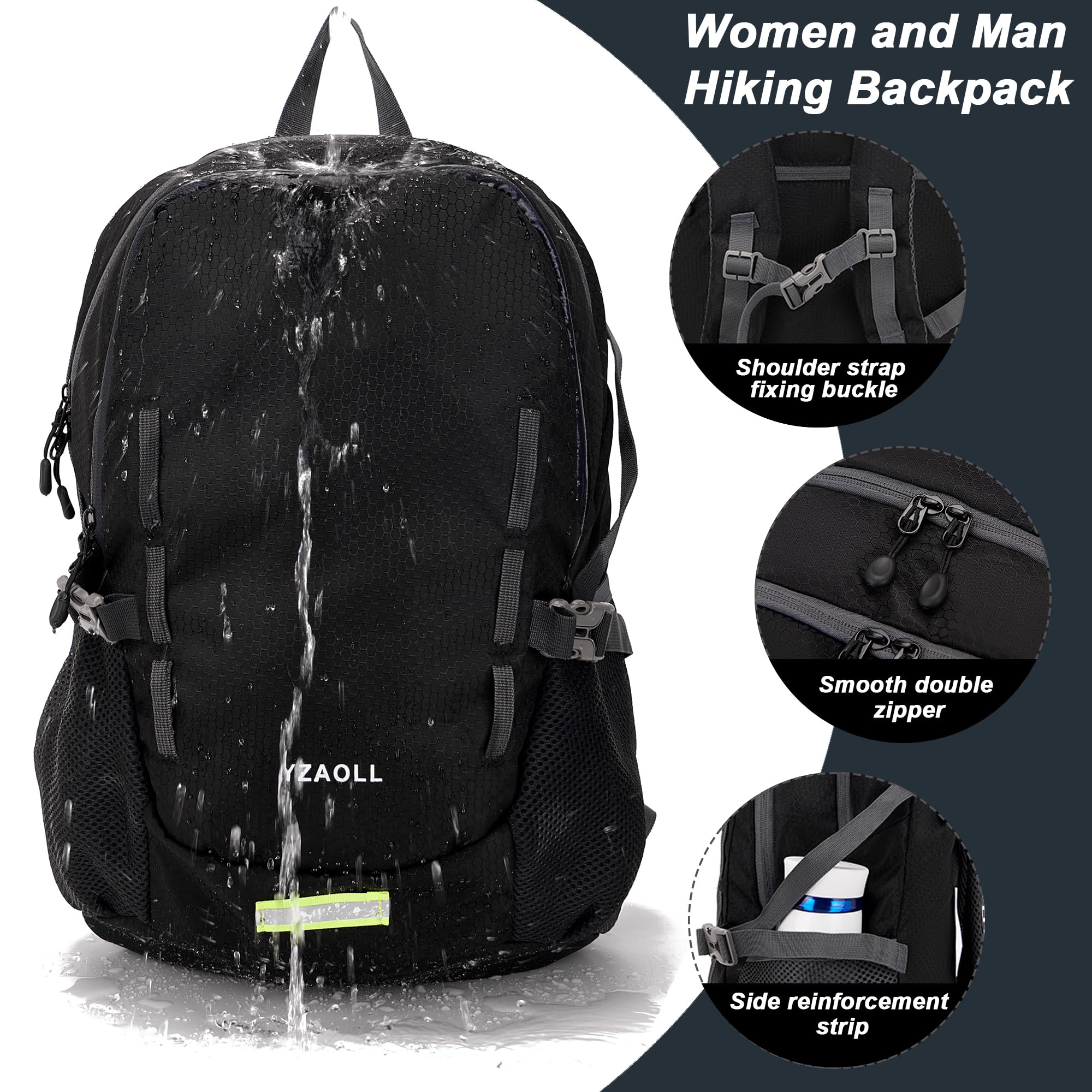 YZAOLL Ultra Lightweight Packable Backpack 20L - Foldable Water Resistant Daypack for Women & Men - Perfect for Travel, Hiking, Camping & Daily Commute