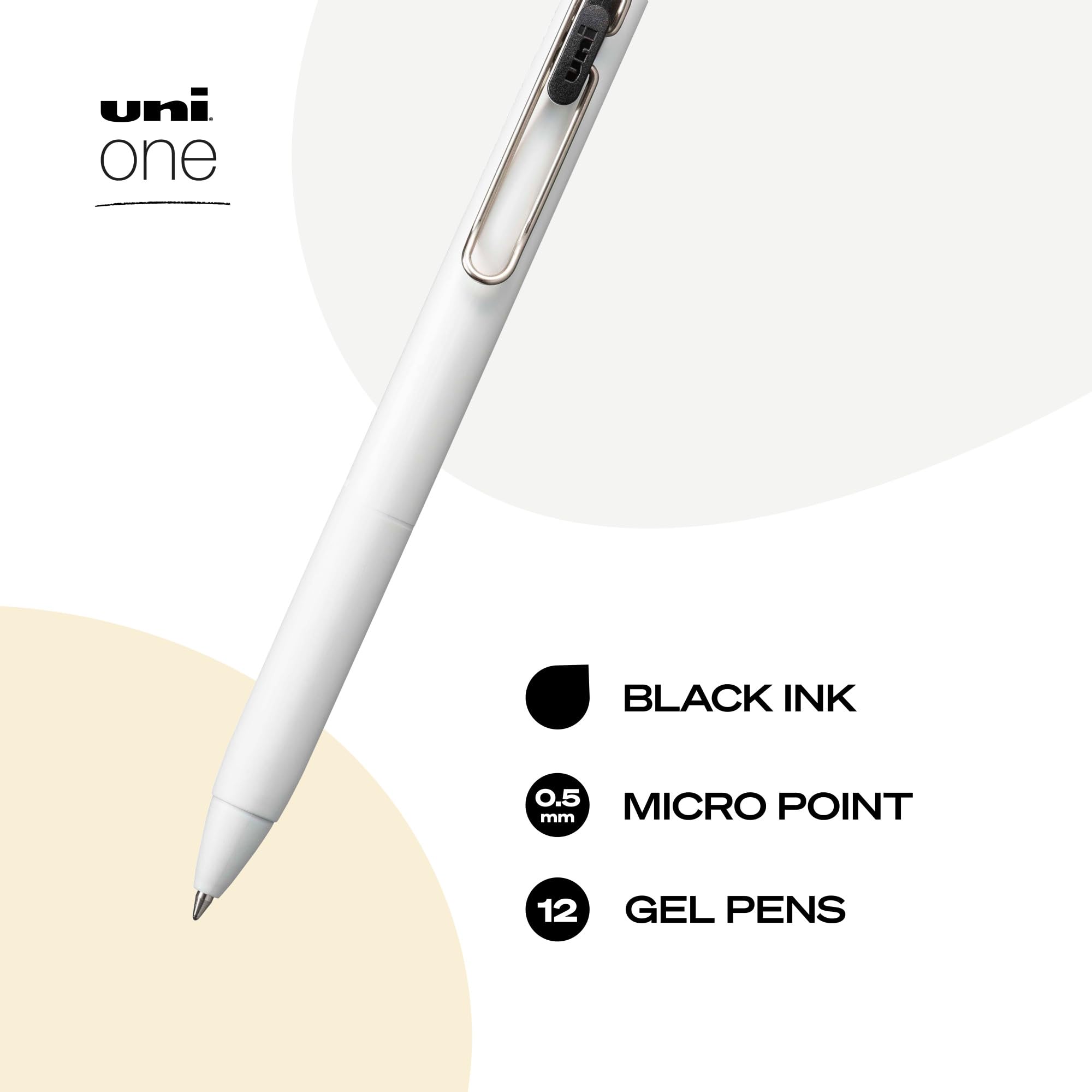 Uniball One Gel Pen 12 Pack - 0.5mm Micro Black Gel Ink Pens for Smooth Writing | Fine Point Office & School Supplies | Perfect for Note Taking, Journaling & Professional Documents